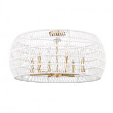  6808-6SF MBG-WR - Ellie 4 Light Semi-Flush in Modern Brushed Gold with Bleached White Raphia Rope Shade